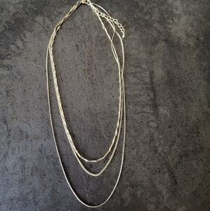 Gold Colored Triple Chain Necklace
